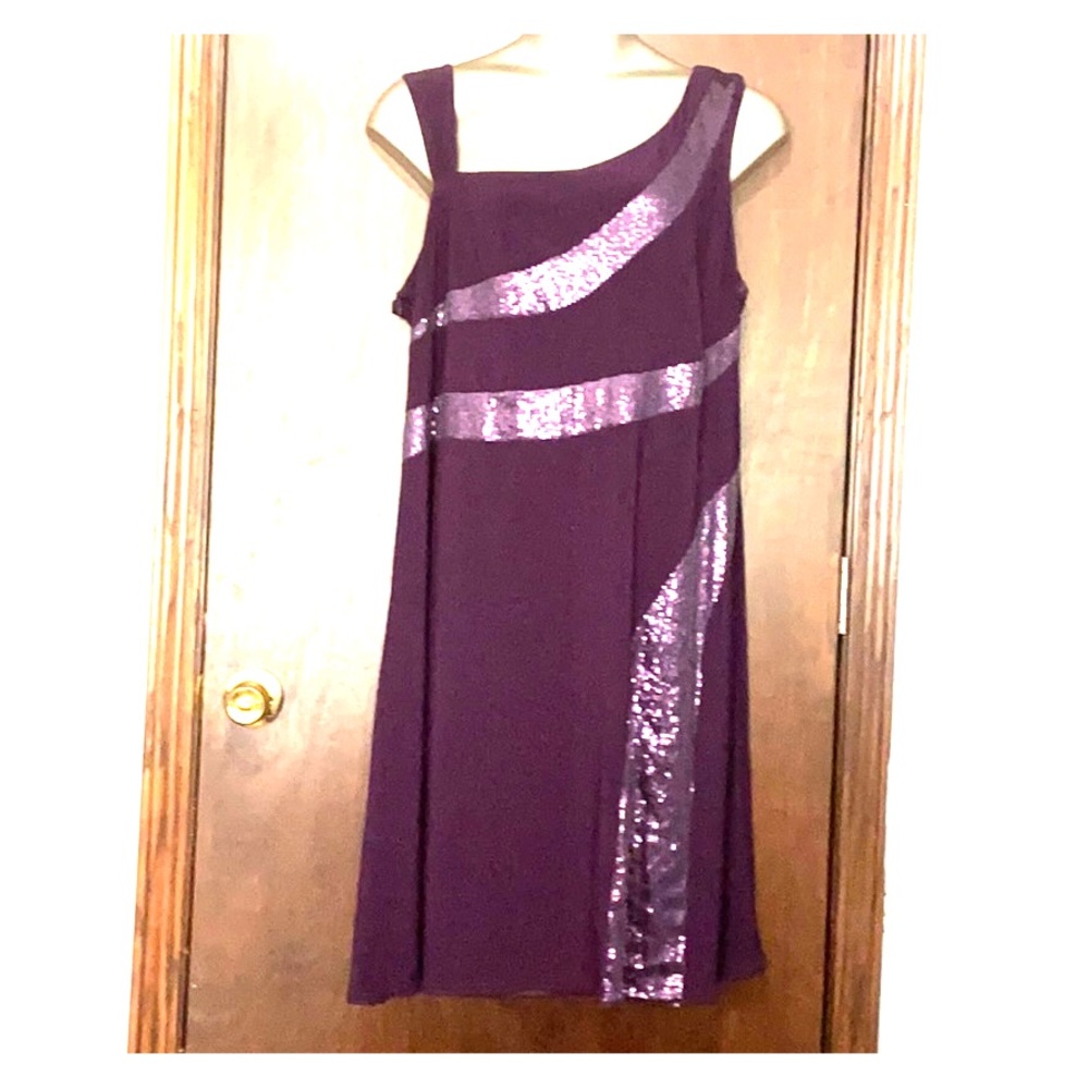 Dress Barn Purple Shimmering Striped Design Dress